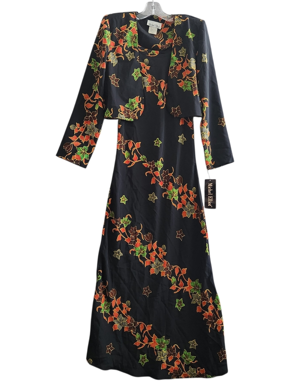 Vtg NWT Michel Elliot Blazer Dress Women's S Black Floral Old Stock Y2K Cottage